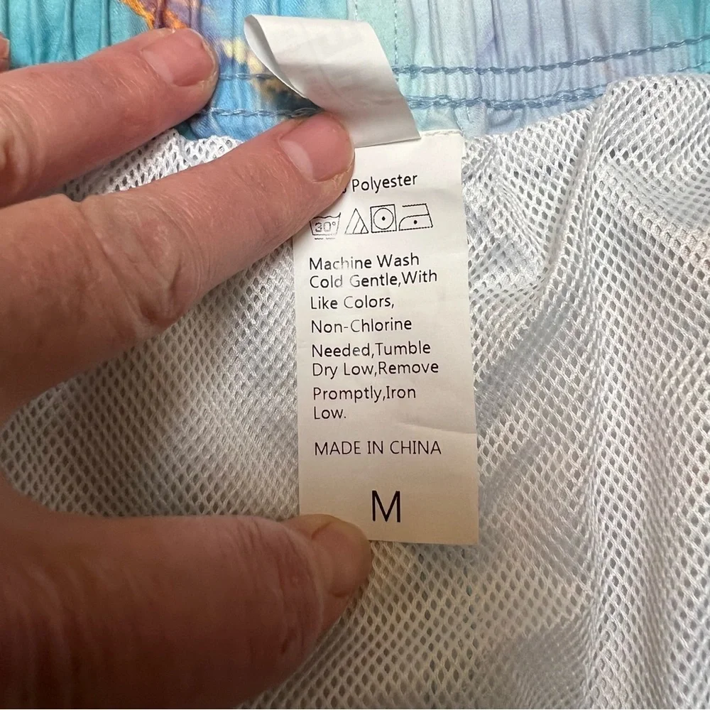 Shein Men's Swim Trunks Quick Dry Beach Shorts with Mesh‎ Lining Swimwear Medium